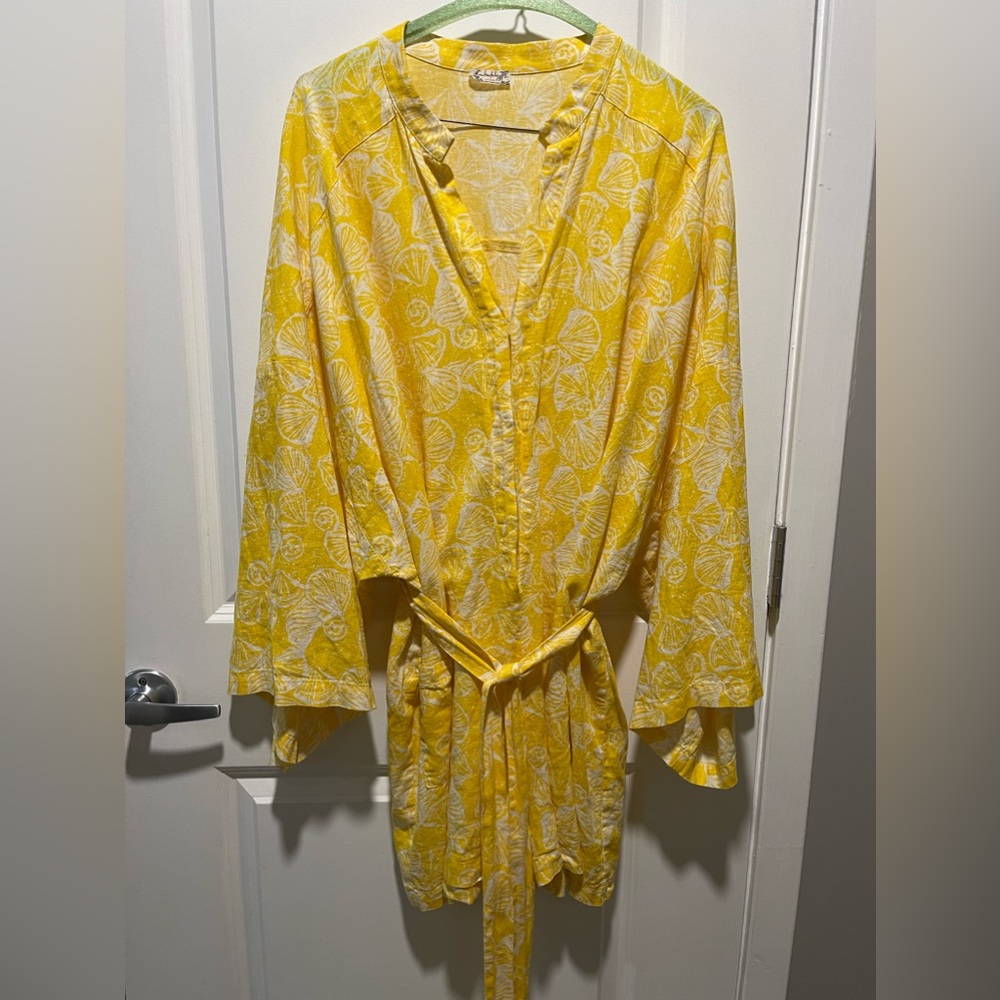 Free People Intimately The Only Rober Romper Yellow Seashells Linen Rayon Medium